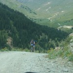 Biker with specialized bike for steep hill riding