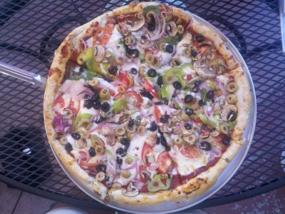 Celebrating the half way point with a whole pizza